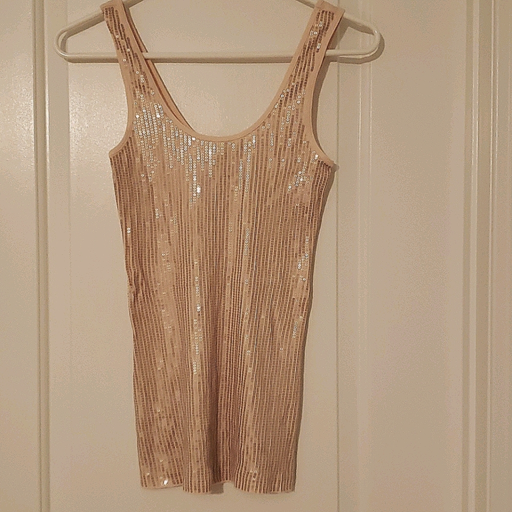 Express light pink sequined sleeveless top